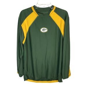 NFL Green Bay Packers Mens Logo Long Sleeve T-shirt Green Yellow Size Medium